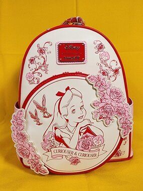 Loungefly Disney Alice in Wonderland Tonal Alice Floral Mini Backpack NEW